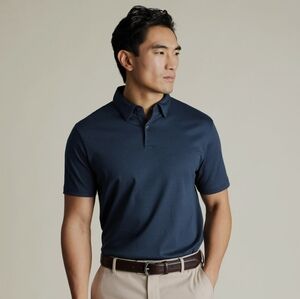 Men's Petrol Blue Charles Tyrwhitt Short Sleeve Polo NWT Jersey Size M